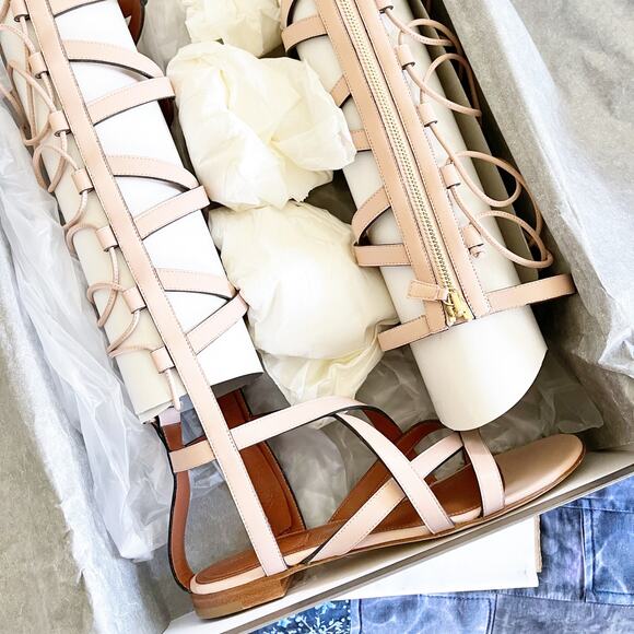 ALBERTA FERRETTI Knee High Gladiator Sandals Light Pink Rose 37 - Picture 2 of 9